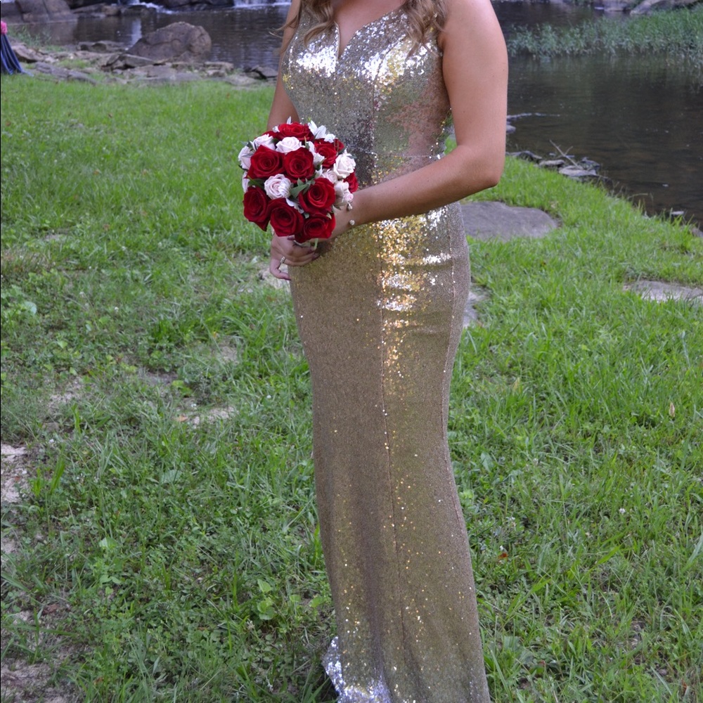 Crystal Doll SIZE 11 Prom Dress Gold/Silver Ombré